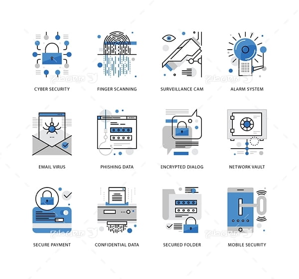 طرح وکتور آیکن با موضوع امنیت سایبری