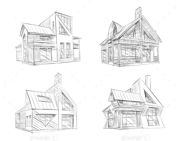 طرح گرافیکی وکتور اکسیج نقاشی ساختمان و خانه