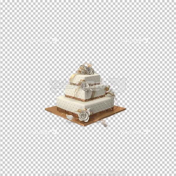تصویر دور بری سه بعدی کیک خامه ای سه طبقه