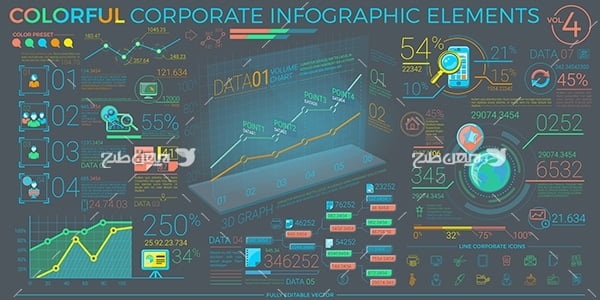 طرح وکتور اینفوگرافیک و اطلاعات سه بعدی