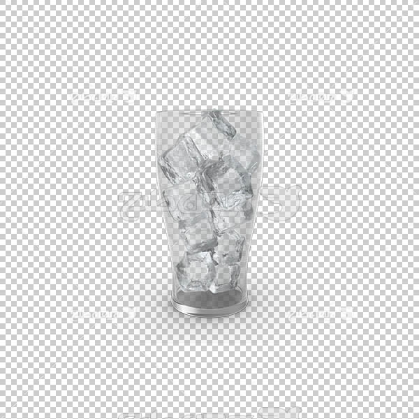 تصویر سه بعدی دوربری لیوان پر از یخ