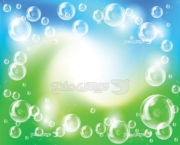 وکتور حباب با زمینه سبز و آبی