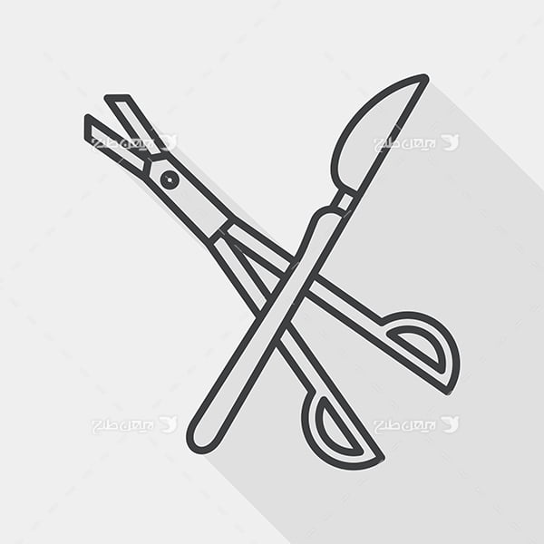 وکتور قیچی و چاقو برای عمل جراحی