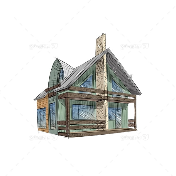 طرح گرافیکی وکتور اکسیج نقاشی سه بعدی خانه