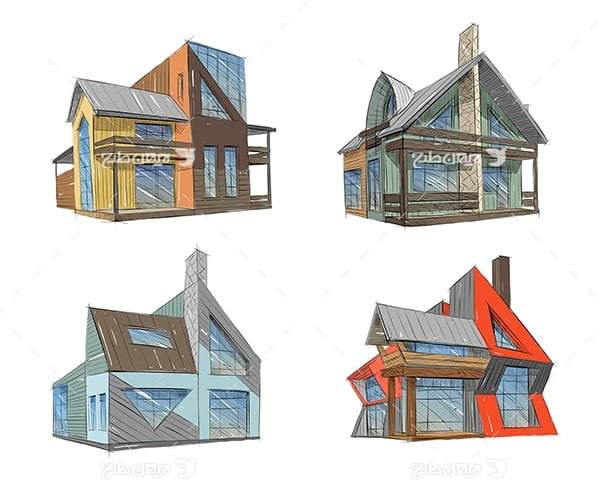 طرح گرافیکی وکتور سه بعدی خانه 
