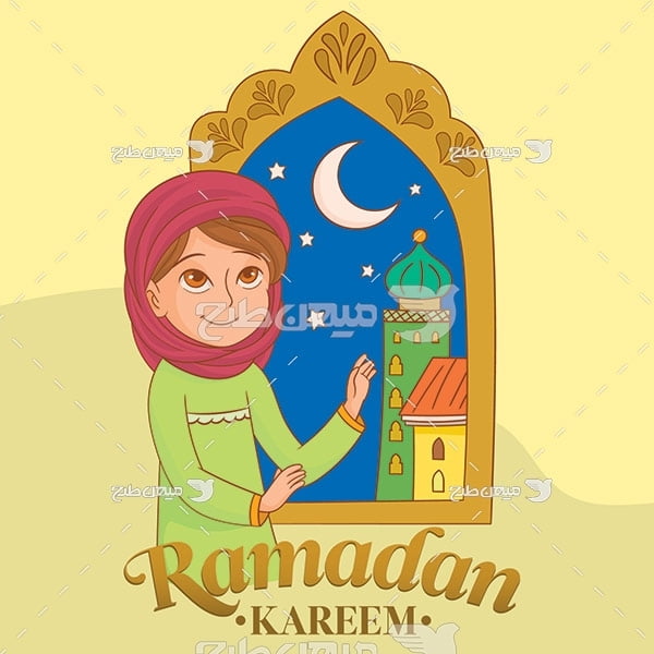 وکتور کاراکتر زن و دعا در رمضان