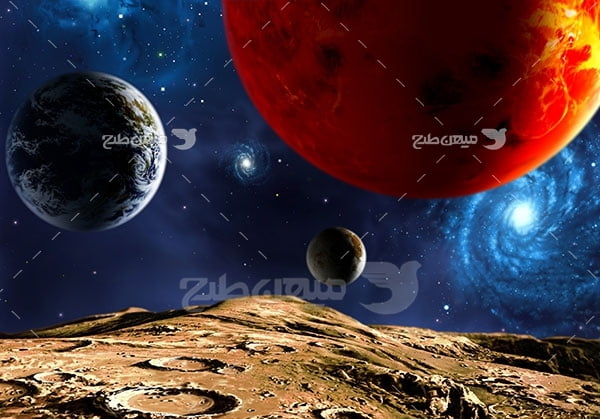عکس سیاره مریخ و زمین و ماه