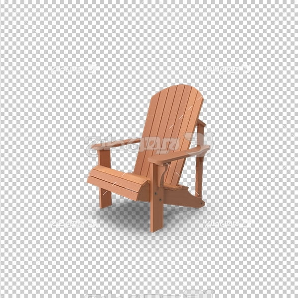 تصویر دوربری سه بعدی صندلی چوبی