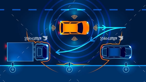 طرح وکتور گرافیکی با موضوع پارک دوبل خودروهای هوشمند
