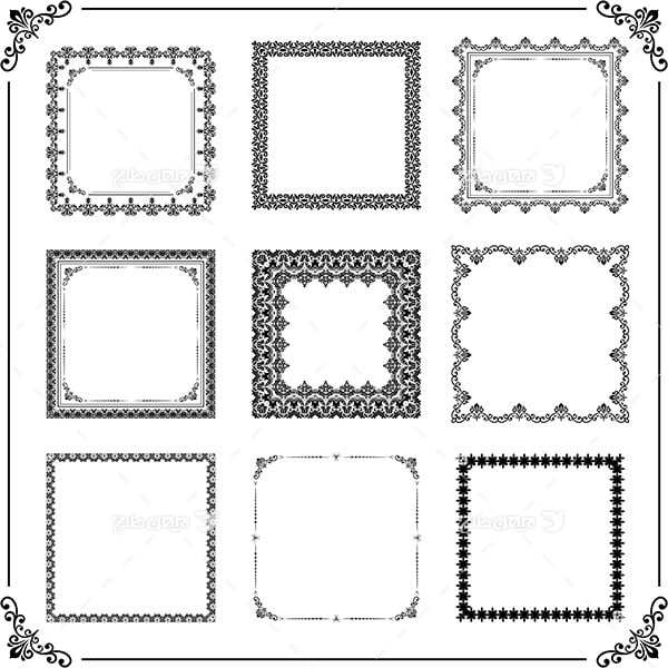 وکتور دور کادر و نقوش اسلیمی