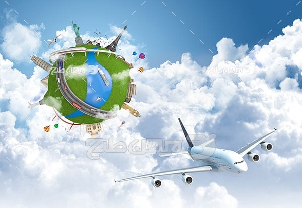 تصویر هواپیما و مکان های گردشگری در جهان