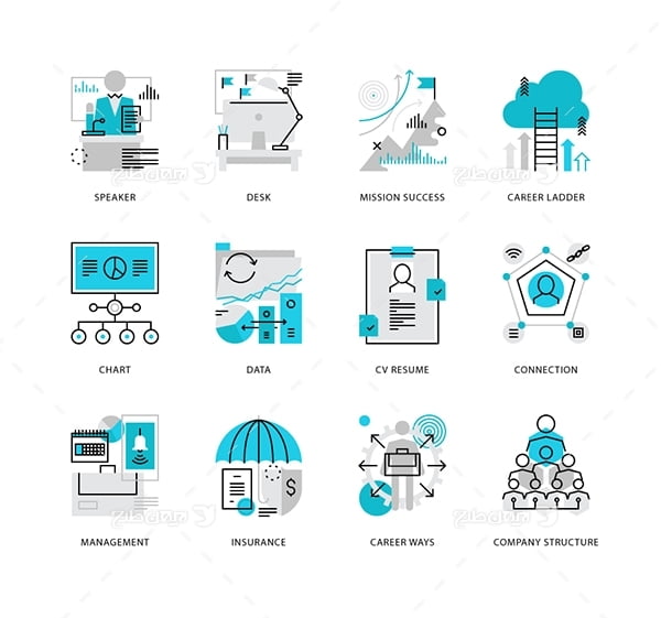 طرح وکتور آیکن با موضوع مدیریت کسب و کار