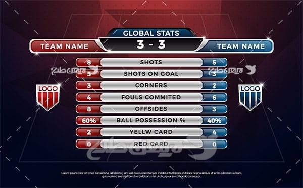 طرح وکتور ورزشی جدول و آمار فوتبال