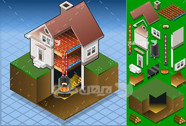 وکتور چوب و تولید گرما در خانه