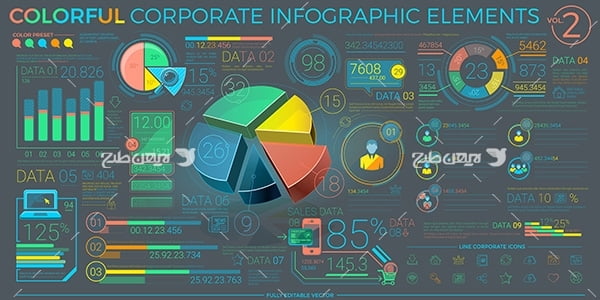طرح وکتور اینفو گرافیک سه بعدی