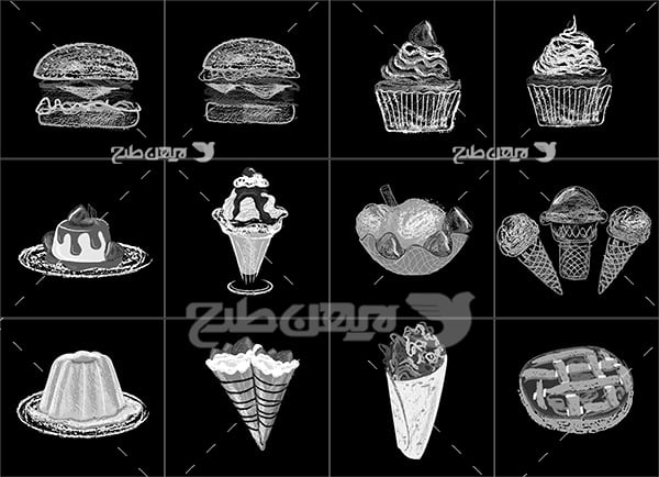 وکتور لوگو و آیکن شیرینی و بستنی و فست فود