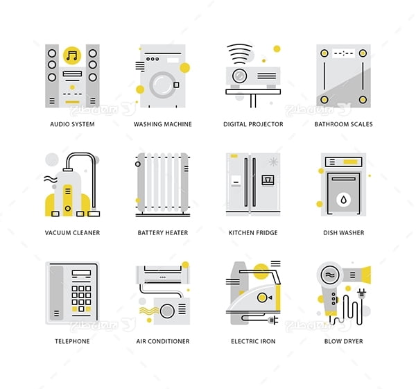 طرح وکتور آیکن با موضوع لوازم خانگی