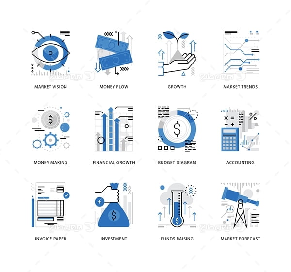 طرح وکتور آیکن با موضوع اقتصاد و بازار