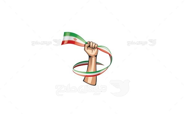 وکتور پرچم ایران در دست