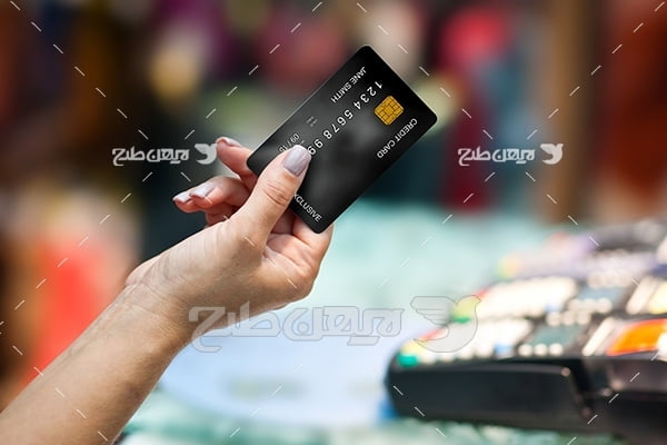 عکس کارت بانکی و دستگاه پوز فروشگاهی