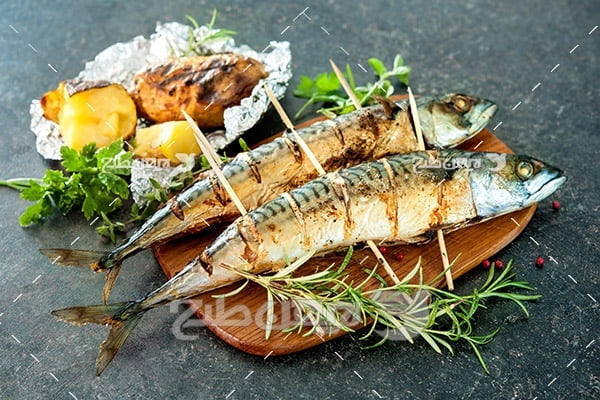 ماهی,ماهی کبابی,غذای ماهی سبزیجات