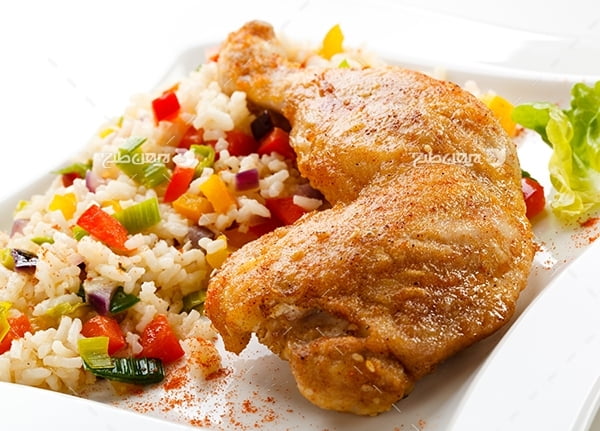 عکس غذای مرغ و برنج