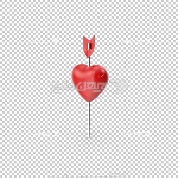 تصویر سه بعدی دوربری پین قلب قرمز