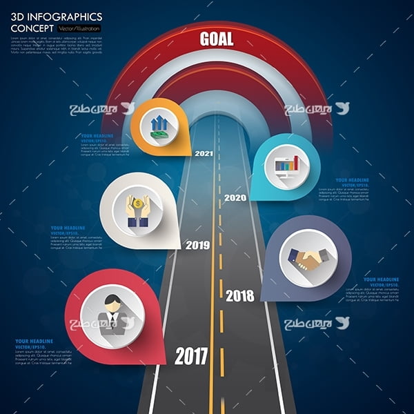طرح وکتور اینفوگرافیک به شکل جاده