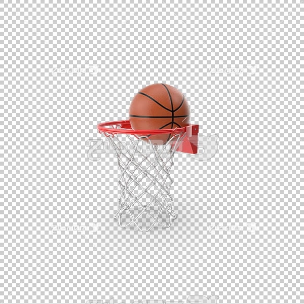 تصویر سه بعدی دوربری توپ و سبد بسکتبال