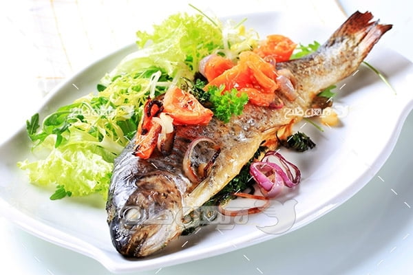 عکس غذای ماهی کباب و بشقاب