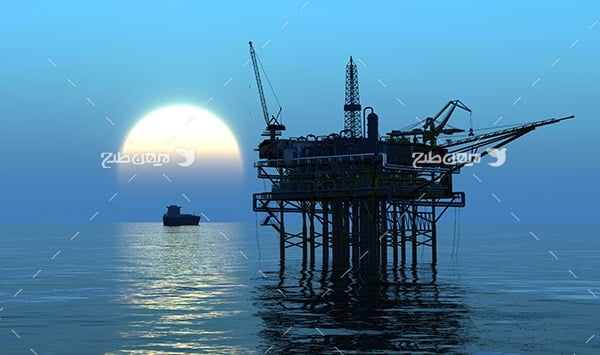 تصویر صنعتی دکل نفت در دریا