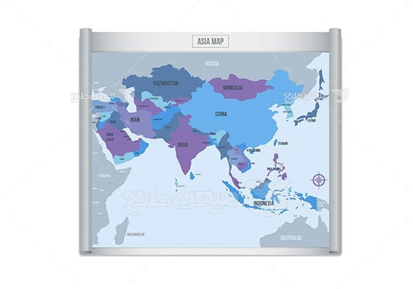وکتور قاره آسیا و نقشه ایران
