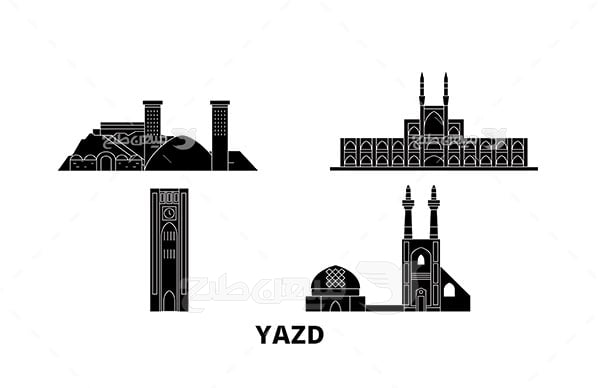 وکتور اماکن باستانی ، گردشگری و زیارتی شهر یزد