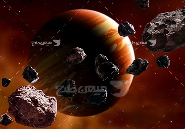 عکس سیاره مشتری و شهاب سنگ و سیارک