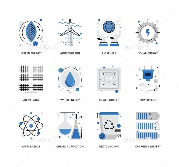 طرح وکتور آیکن با موضوع انرژی پایدار