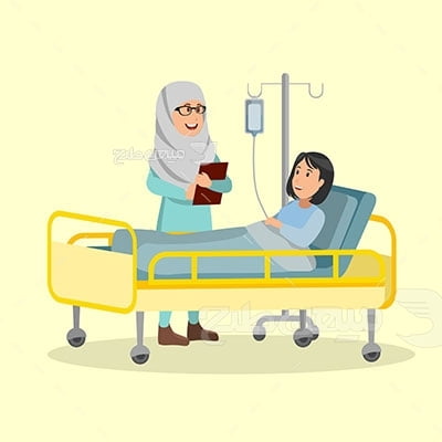 وکتور کاراکتر حجاب در تخت بیمارستان
