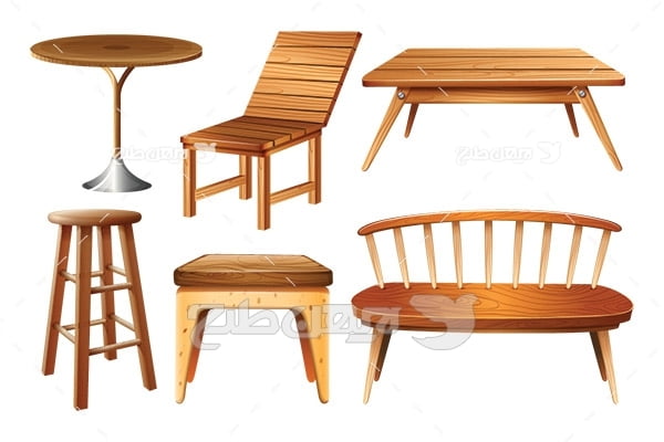 وکتور میز و صندلی چوبی