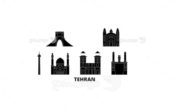 وکتور اماکن باستانی ، گردشگری و زیارتی شهر تهران