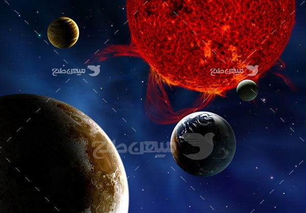 عکس خورشید و سیاره های منظومه شمسی