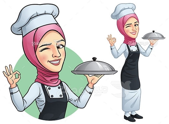 وکتور کاراکتر لوگو سرآشپز با حجاب