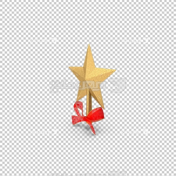 تصویر سه بعدی دوربری ستاره طلایی با روبان قرمز