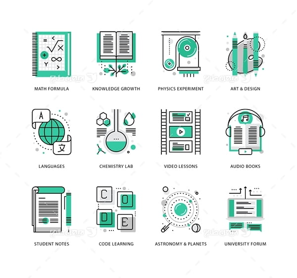 طرح وکتور آیکن با موضوع آموزش مدرن