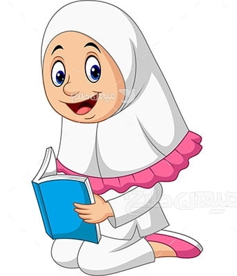 وکتور کاراکتر درس خواندن و حجاب دانش آموز