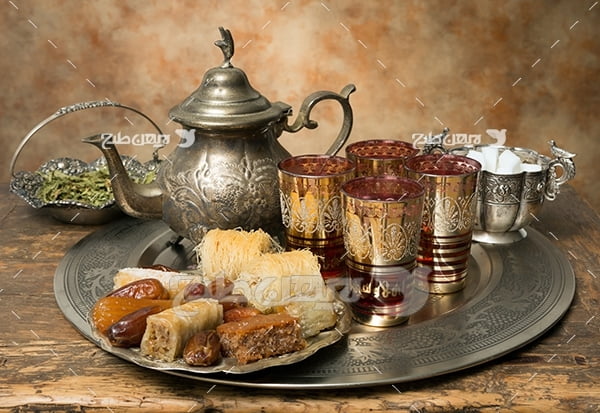 عکس سرویس سنتی چای خوری و شیرینی