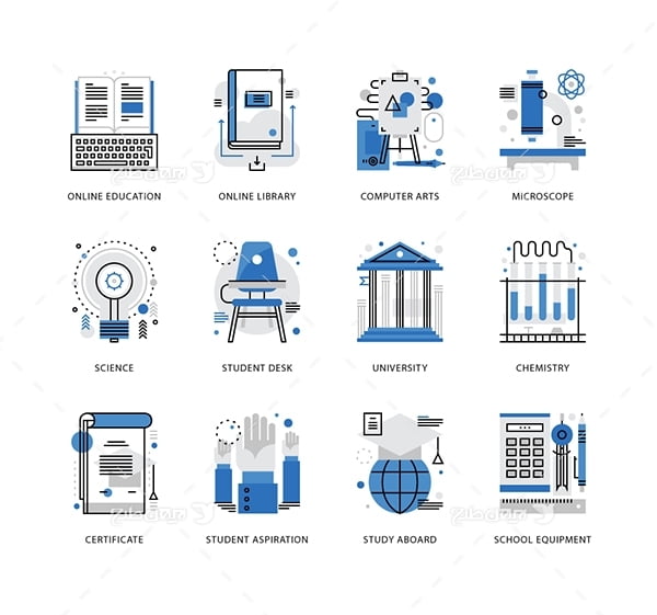 طرح وکتور آیکن با موضوع مطالعه درس
