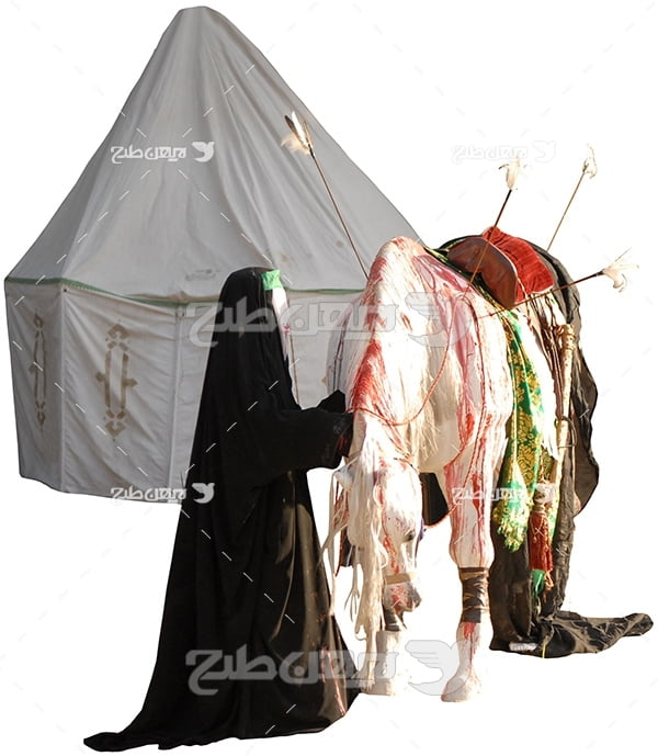 عکس خیمه گاه و حضرت زینب و اسب خونین در تعزیه
