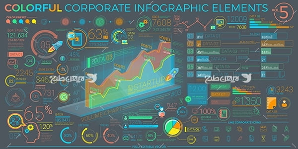 طرح وکتور اینفوگرافیک و اطلاعات سه بعدی