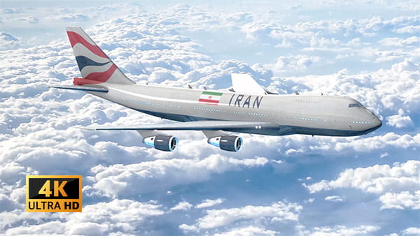 فیلم استوک پرواز هواپیما با پرچم ایران