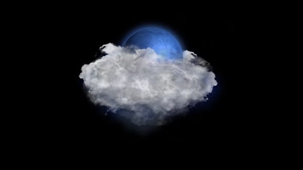 آیکن متحرک هواشناسی ماه پشت ابر و رعد برق و صاعقه