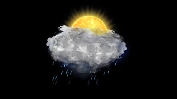آیکن متحرک هواشناسی خورشید پشت ابر و بارش باران